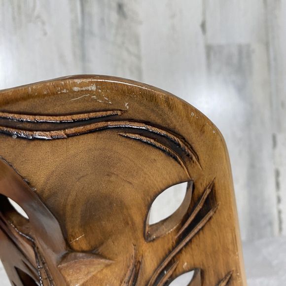 Vintage Filipino Bakunawa Dragon Mask Hand Carved Wood Tiki Tribal Mask 12" - Picture 8 of 10